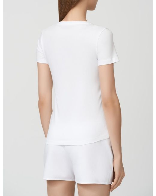 EA7 White T-Shirt With Round Neck And Short Sleeves