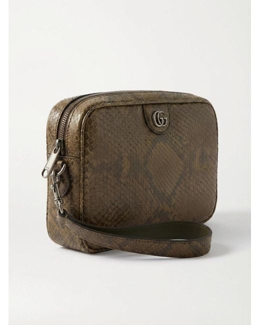 Gucci Brown Small Python Crossbody Bag for men