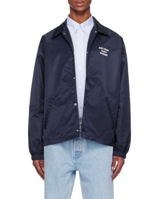 Drole de Monsieur Blue Drôle De Monsieur La Vest Slogan Lightweight Button-Up Jacket for men
