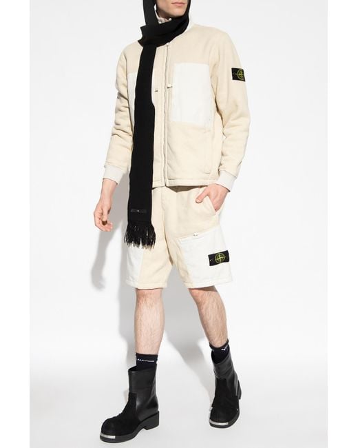 Stone Island Natural Compass-Badge Terry-Fleece Bermuda Shorts for men