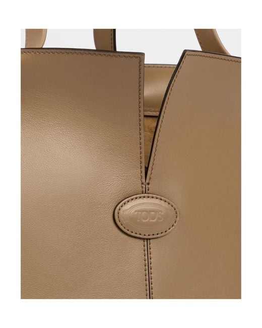 Tod's Natural Logo Debossed Medium Tote Bag