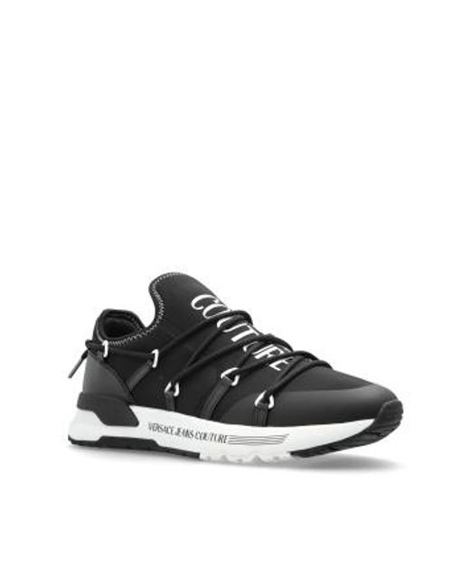 Versace Jeans Black Couture Logo Printed Low-Top Sneakers for men