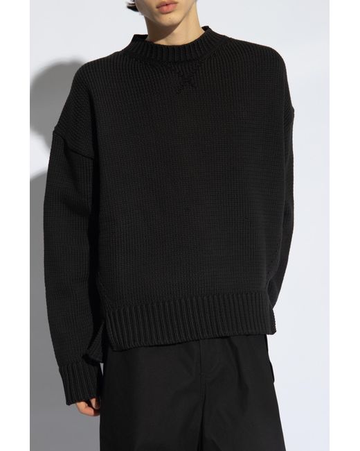 Jil Sander Black Drop Shoulder Knitted Jumper for men