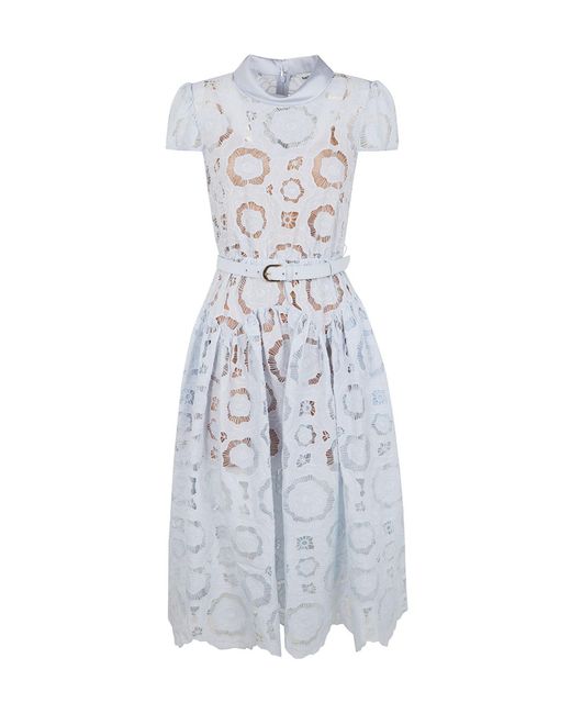 Self-Portrait White Floral Lace Midi Dress