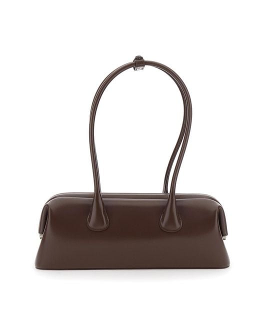 OSOI Brown Boat Wide Clasp Fastened Shoulder Bag