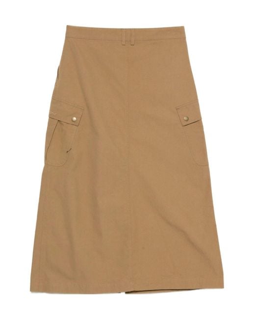 Barbour Natural Gwen Cargo Front-Slit Skirt