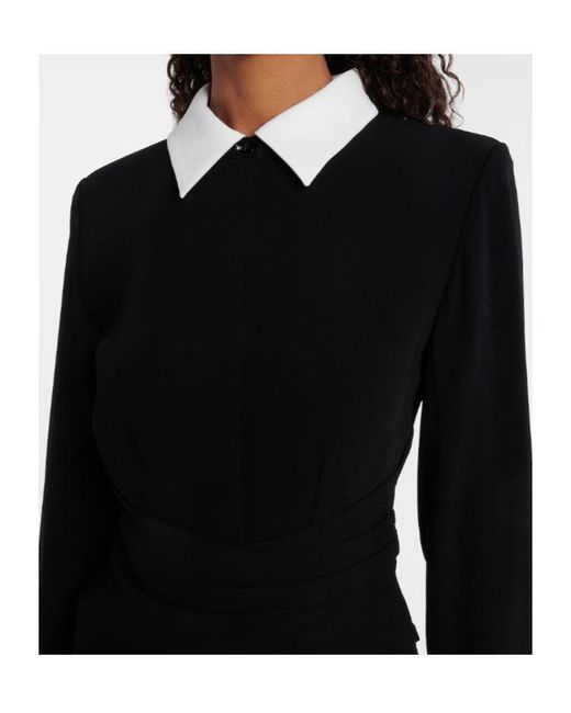 Roland Mouret Black Satin Crepe Midi Dress