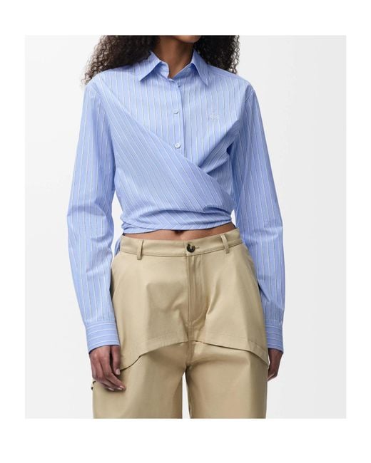 Loewe Blue Wrap-Tie Striped Shirt
