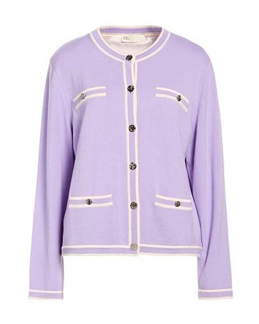 Tory Burch Purple Plain Colour Cardigans