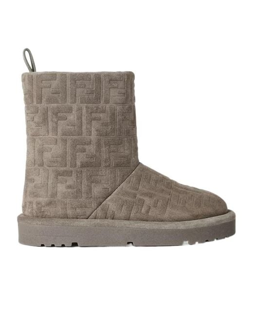 Fendi Brown Apres Chic Monogram Embossed Boots