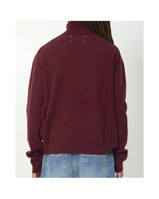 Maison Margiela Red Contrast-Trim Roll-Neck Sweater for men