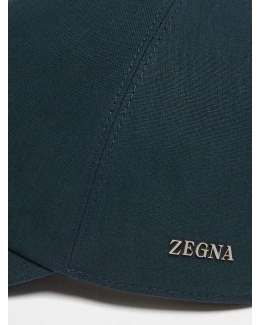 Zegna Blue Oasi Lino Baseball Cap for men