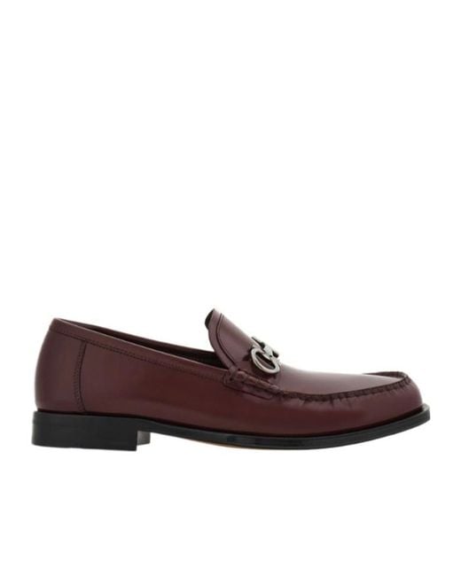 Ferragamo Brown Loafer With Gancini Buckle for men