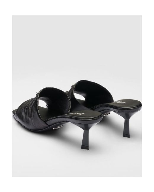 Prada Black Antiqued Nappa Leather Sandals