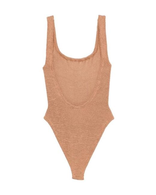 Hunza G Brown Sleeveless One-Piece Swimsuit