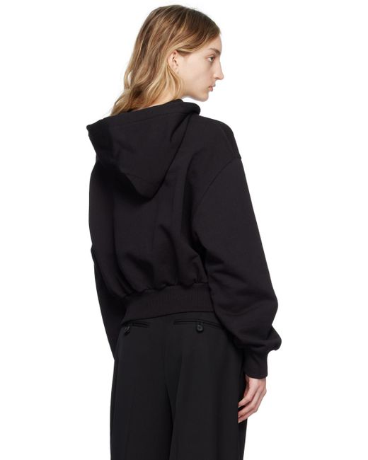 Versace Jeans Black Cropped Logo-Print Cotton Hoodie