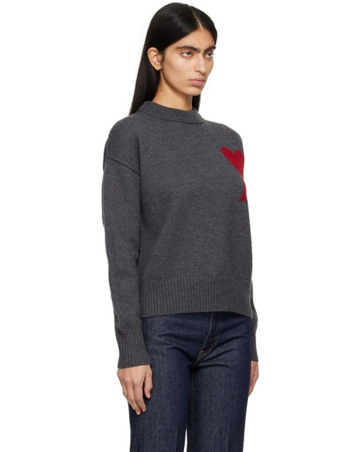 AMI Gray Ami Paris Sweater for men
