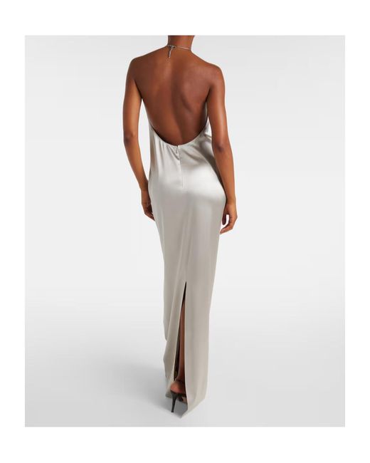 Ralph Lauren White Corra Halterneck Satin Gown