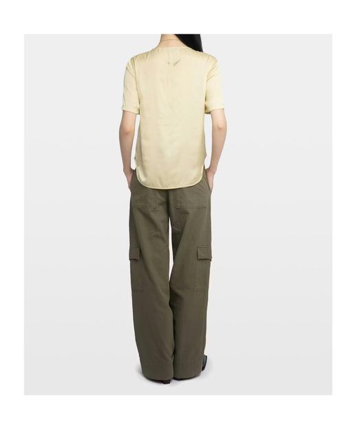 Zadig & Voltaire Natural Terzo Lace-Up Short-Sleeved Top