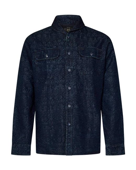 RRL Blue Ralph Lauren Pattern-Jacquard Long-Sleeved Shirt for men