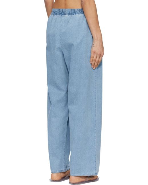 Baserange Blue Elasticated Light Wash Trousers