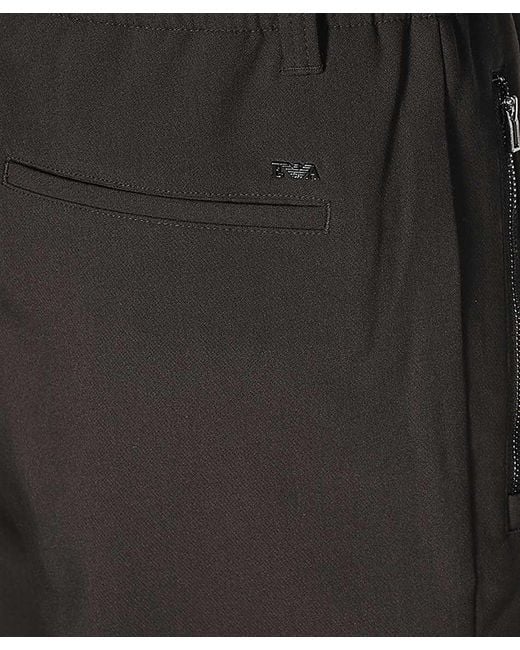 Emporio Armani Black Elasticated-Waist Tapered Trousers for men