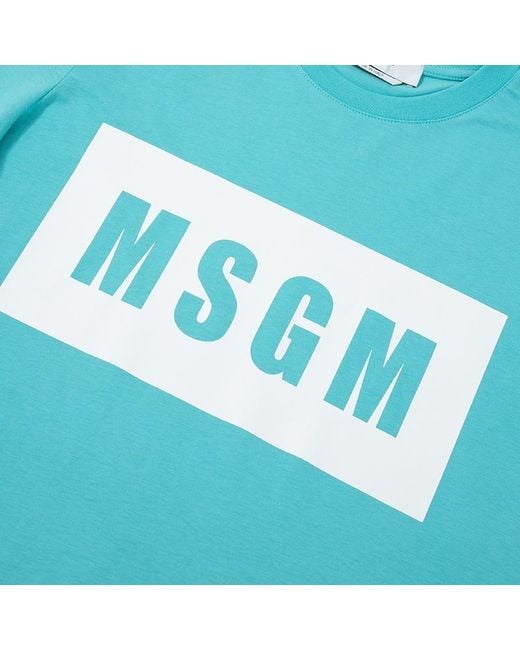MSGM Blue Round-Necked Logo T-Shirt