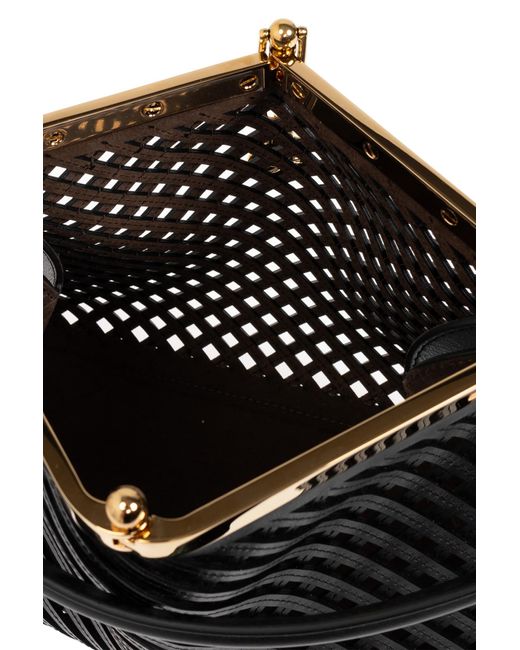 Etro Black Perforated Leather Shoulder Bag