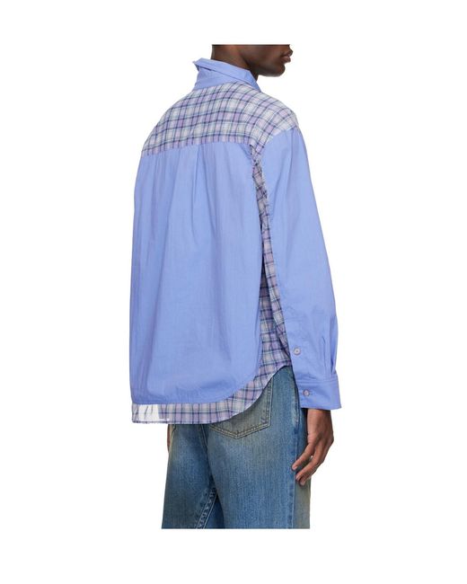 ANDERSSON BELL Blue Mesh Patchwork Shirt for men