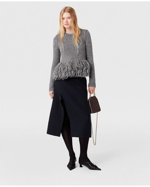 Stella McCartney Blue Flared Side-Slit Midi Skirt