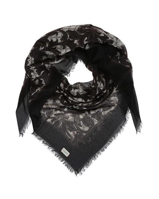 Gucci Gray Short Tassel Scarf