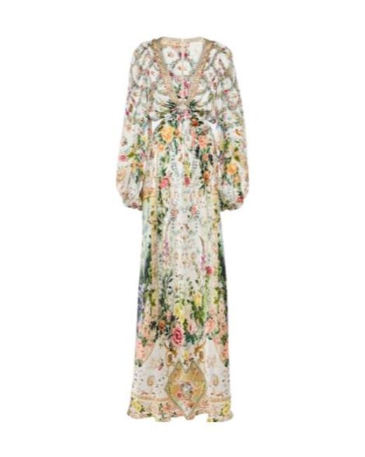 Camilla Metallic Cutout Embellished Silk Maxi Dress