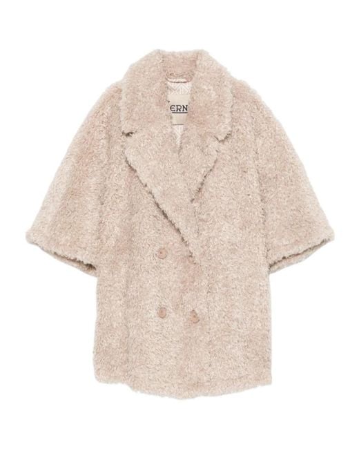 Herno Natural Double-Breasted Faux-Shearling Jacket