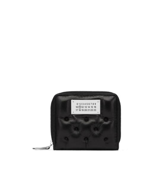 Maison Margiela Black Logo Patch Zipped Around Wallet for men