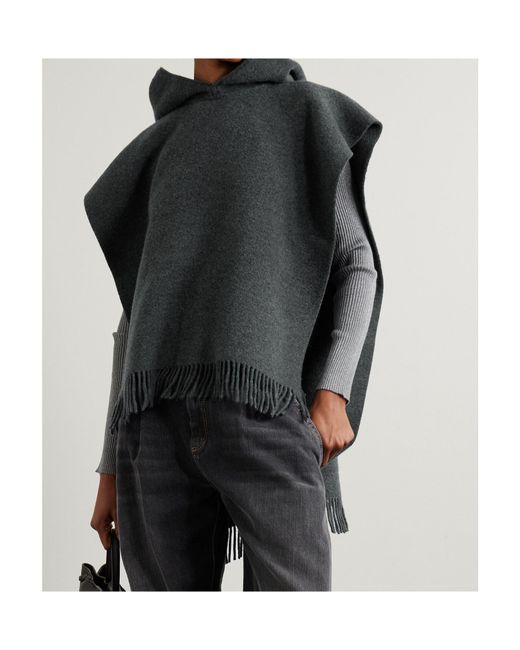 Brunello Cucinelli Black Hooded Cloak