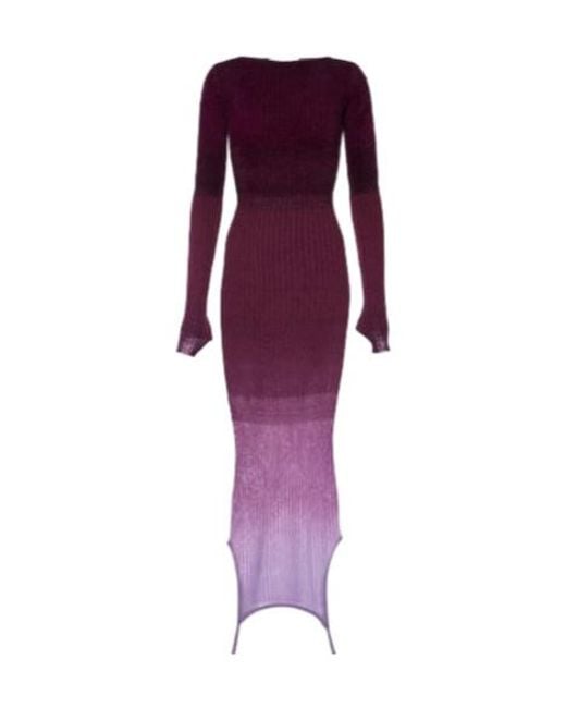 The Attico Purple Reversible Colorblocked Midi Dress