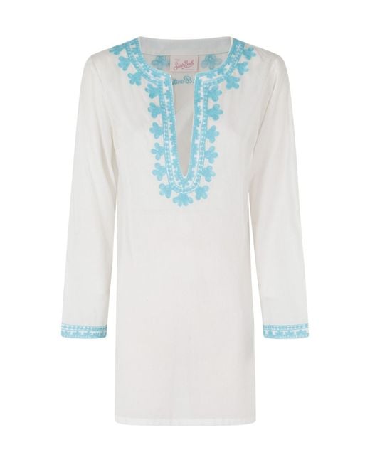 Mc2 Saint Barth Blue Cady Robe Dress