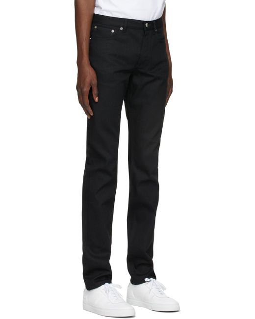 A.P.C. Black Slim Fit Straight-Leg Jeans for men