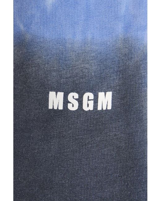 MSGM Blue Logo Printed Tie Dyed Bermuda Shorts for men