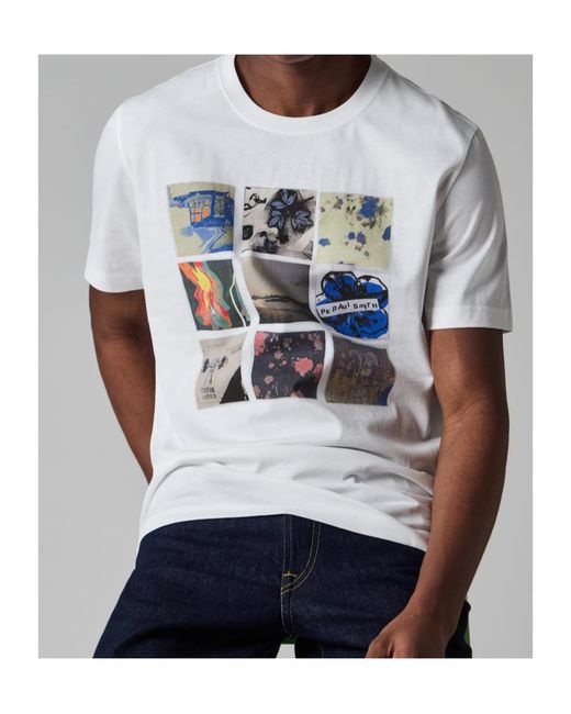 Paul Smith White Ps Paul Smith Graphic Printed Crewneck T-Shirt for men