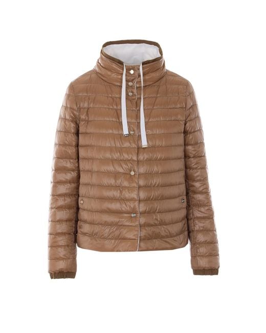 Herno White Long-Sleeved Drawstring Reversible Padded Coat
