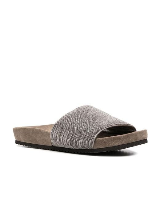 Brunello Cucinelli Gray Precious Monili Sandals