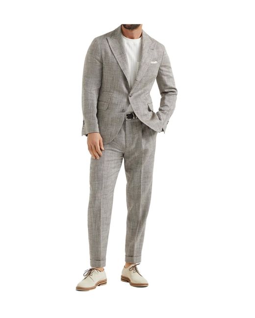 Brunello Cucinelli Gray Two-Piece Tailored Suit for men