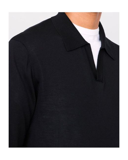 Officine Generale Black Officine Générale Simone Knitted Polo Shirt for men