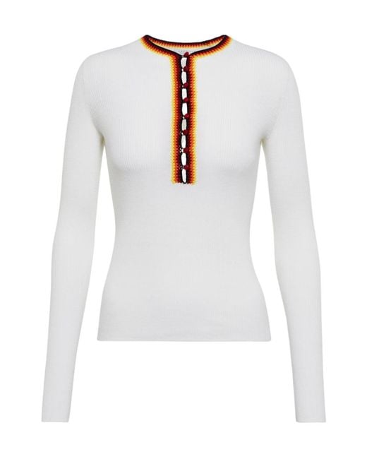 Gabriela Hearst White Half-Button Knit Sweater