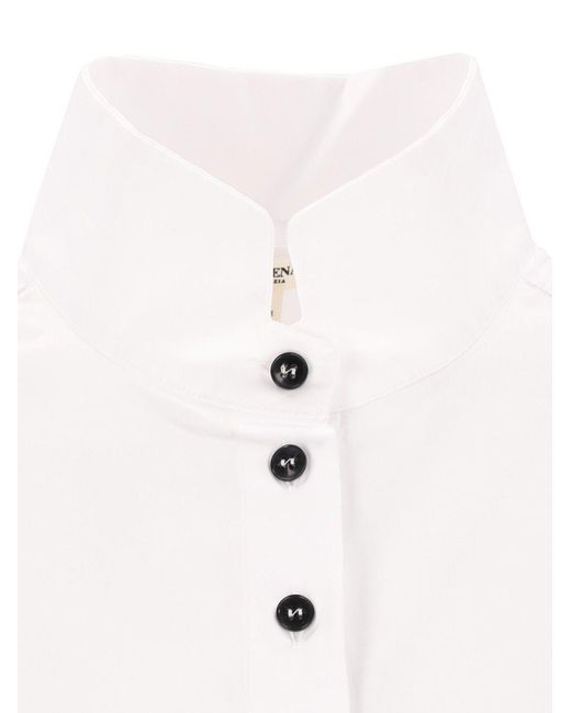 Barena White Mandarin-Collar Shirt