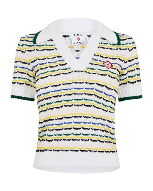 Casablanca White Logo Patch Polo Shirt