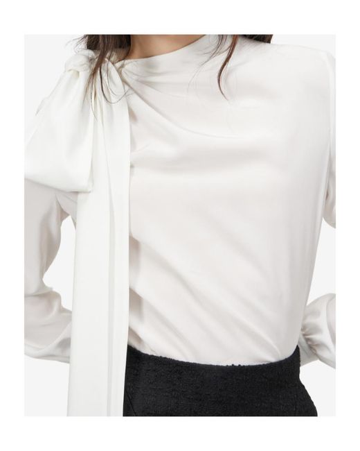 McQueen White Shoulder Bow Blouse