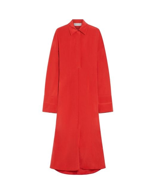 Sportmax Red Long Mermaid Shirt Dress