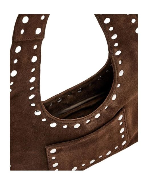 GIMAGUAS Brown Studded Shoulder Bag